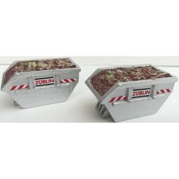 Set aus 2 Absetzmulden 10 cbm, ZÜBLIN mit Erdaushub