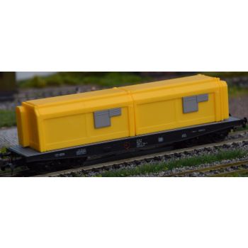 Set aus 2 Bauzug-Wohncontainern, neutral, 2 mobile Wohneinheiten Sanitär- und Schlafmodul, Set B, Länge ca. 2 x 7 cm