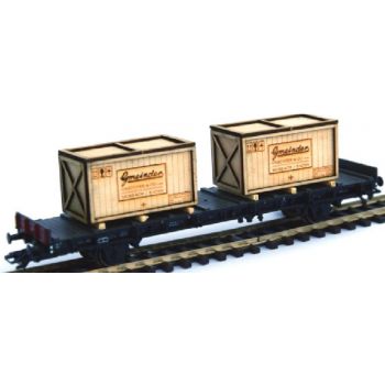 Ladegut-Set 2 Maschinenkisten GMEINDER aus echtem Holz, dezent gealtert, Länge ca. 2 x 4,5 cm