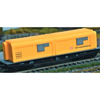 Set aus 2 Bauzug-Wohncontainern, DB NETZ INSTANDHALTUNG, 2 mobile Wohneinheiten Sanitär- und Schlafmodul, Set B, Länge ca. 2 x 7 cm