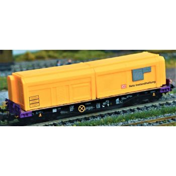 Set aus 2 Bauzug-Wohncontainern, DB NETZ INSTANDHALTUNG, 2 mobile Wohneinheiten Küchen- und Generatormodul, Set C, Länge ca. 2 x 7 cm