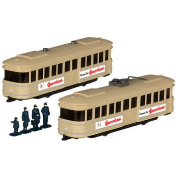 Set Wiking Verkehrsmodelle 84: Straßenbahn mit Beiwagen - Doornkat, mit Figuren