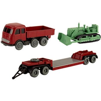 Set Wiking Verkehrsmodelle 92: Mercedes-Benz LPS 333 Schwerlast-LKW 3achsig mit Tiefladeanhänger und Planierraupe