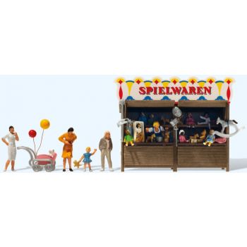 Kirmesbude Spielwaren mit Figuren, Fertigmodell