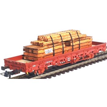 Ladegut Gala-Holz Fürstenberg Holz, imprägniertes Gala-Holz auf Transporthölzern gelagert und mit Spannbändern gesichert, Länge ca. 100 mm