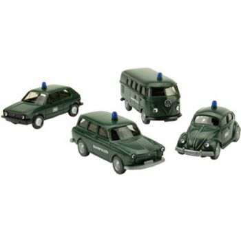 Set Edition Deutsche Bundesbahn - Bahnpolizei,  VW 1600 Bahnpolizei, VW Käfer, Gold I, VW T1 Bus Bahnpolizei