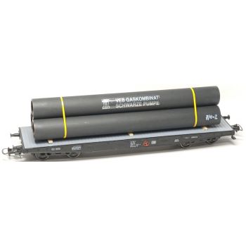 Ladegut Stahlrohre VEB SCHWARZE PUMPE auf Transportpaletten gelagert und mit Spannbändern gesichert, Länge ca. 140 mm