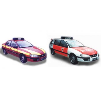 2er Set, Opel Omega Feuerwehr Dortmund, NEF und ELW