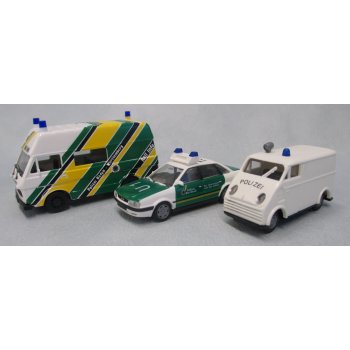 Sonderpackung GdP mit 3 POLIZEIFAHRZEUGEN: Audi 80 der Polizei grün/weiß 