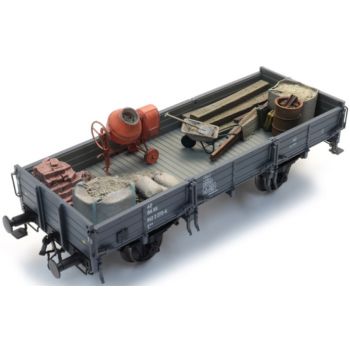 Baumaterial, Betonmischmaschine, Sandwagen usw.