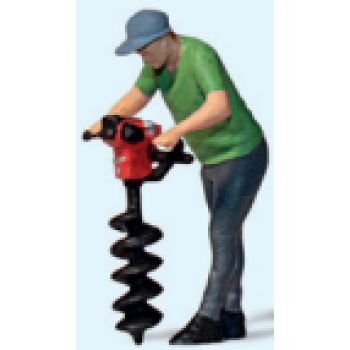 Arbeiter mit Erdbohrer