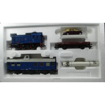 Zugpackung RCT Royal Corps of Transportation, Inhalt: 1 Diesellok V36274 Delta, 1 Personenwagen Pwg mit Kanzel 3achsig Wagen-Nr. 508009-29060-4,