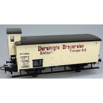 Gedeckter Güterwagen Vereinigte Brauereien aus Württemberger Zug 2857, JEDOCH UNGEALTERT !!!, mit Bremserhaus, 2achsig, (ohne Originalkarton)