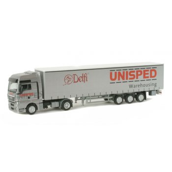 MAN TGX XXL Gardinenplanensattelzug, UNISPED, Delfi
