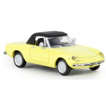 Alfa Romeo Spider, geschlossen, gelb mit schwarzem Verdeck, TD