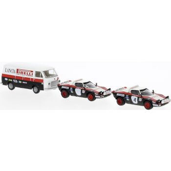 Set Team Pirelli, Sieger San Remo 1978 mit Fiat 238 Kasten und 2 Lancia Stratos HF Ersatzwagen, 3 Modelle, Baujahr 1974