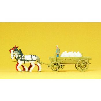 Pferdegespann Bauernwagen mit Mehlsäcken