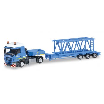 Scania R '09 Semitieflade-Sattelzug mit Derrick Gittermast 6 m und zwei Ballastgewichten (im Transport beigelegt), Felbermayr, (A)