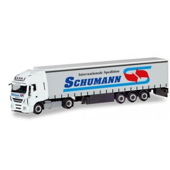 Iveco Stralis XP Gardinenplanen-Sattelzug, Internationale Spedition Schumann