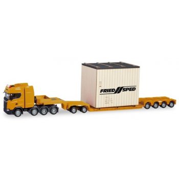 Scania CS 580 Tieflade-Sattelzug beladen mit Überseekiste, Friedsped, Ummendorf - Baden-Württemberg