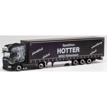 Scania R 13 TL Lowliner-Gardinenplanen-Sattelzug, Spedition Hotter - pünktlich ehrlich zuverlässig schnell, Röthenbach - Bayern