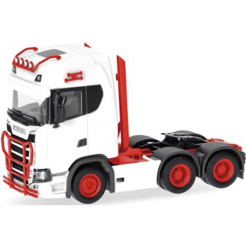 Scania CS 20 HD Zugmaschine 3achs mit Lampenbügel und Rammschutz, weiß/rot