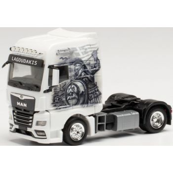 MAN TGX GX Zugmaschine Logoudakis 1 / Archilles, Held von Troja, Spedition Nürnberg, Bayern,  (passender Auflieger Herpa 313568)