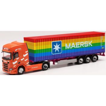 Scania CR 20 HD Container-Sattelzug, HCL Logistics 40ft. Maersk Rainbow, Ludwigshafen, Rheinland-Pfalz