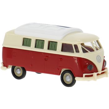 VW T1b Camper mit geschlossenem Dormobildach, rot/beige