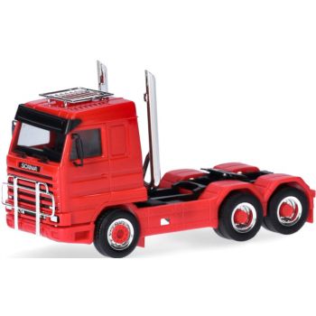 Scania 143 Streamline Solozugmaschine 3-achs mit Dachträger und Pipes, rot