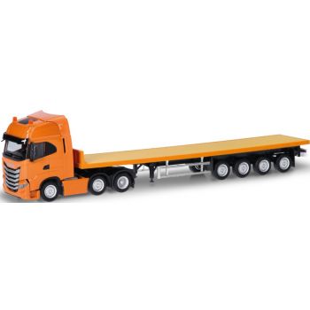 Iveco S-Way 6x2, Flachbett-Sattelzug, kommunalorange