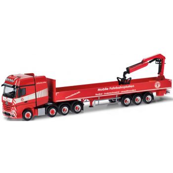 Mercedes-Benz Actros L Gigaspace Schwerlastzugmaschine mit Pritschen-Auflieger mit Kran, Colonia, Köln - Nordrhein-Westfalen