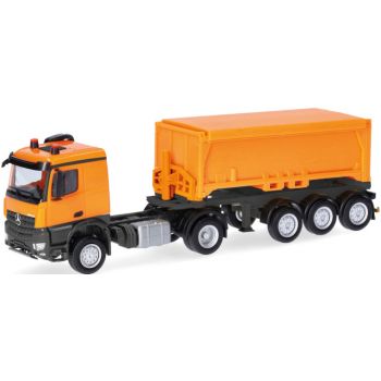 Mercedes-Benz Arocs Classicspace Abraumcontainer-Sattelzug, kommunalorange/anthrazit