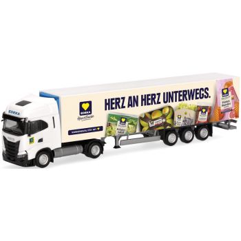Iveco S-Way Kühlkoffer-Sattelzug mit Heckladebordwand, Edeka Herzstücke - Herz an Herz unterwegs, Edeka Hamburg