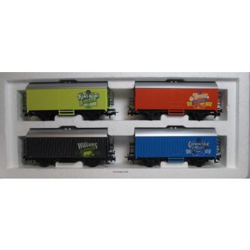 Tisserand-Likör-Set, Inhalt 4 Wagen LIQUEURE Tisserand (4415): 1) Williams 2) Kiwi-Kiwi 3) Apricot 4) Curacao blue