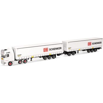 Scania CR20 HD Gardinenplanen-Sattelzug mit zweitem Auflieger (Lang-LKW), DB Schenker - Schweden