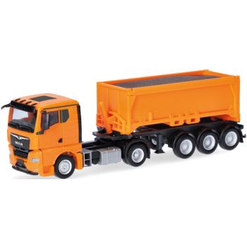 MAN TGX GN Abraummulden-Sattelzug mit Ladegut, kommunalorange