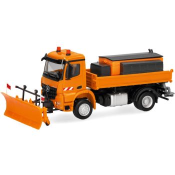 Mercedes-Benz Arocs S 18 Dreiseitenkipper LKW 2achs mit Schneepflug und Streuaufbau, kommunalorange
