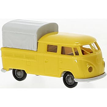 VW T1b Doppelkabine Pritsche mit Plane, gelb/grau, Baujahr 1960, Economy