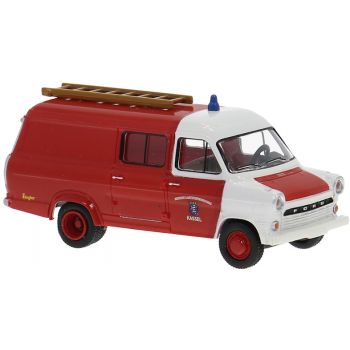 Ford Transit, Landesfeuerwehrschule Hessen mit Leiter auf dem Dach, rot/weiß, Baujahr 1970