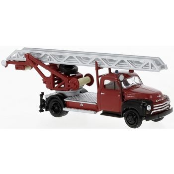 Opel Blitz DL 18,  Feuerwehr Drehleiter, rot mit schwarzem Chassis, Baujahr 1952