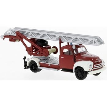 Opel Blitz DL 18,  Feuerwehr Drehleiter, rot mit weißem Chassis, Baujahr 1952