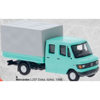 Mercedes-Benz L207 Doppelkabine Pritsche/Plane, türkis, Baujahr 1988