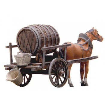 Pferdegespann mit Fasswagen