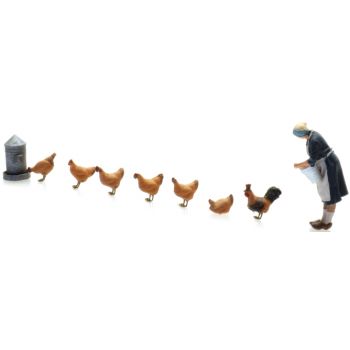 Bäuerin mit Hühnern