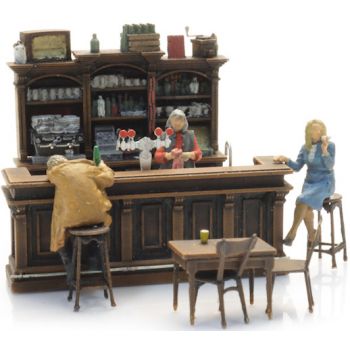 Cafe Inneneinrichtung mit 3 Figuren