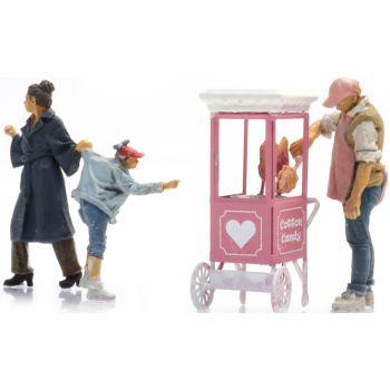 Zuckerwattewagen, mit 3 Figuren