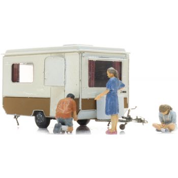 DDR Wohnwagen, Bastei, auf dem Campingplatz