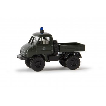 Unimog 411 Pritsche, POLIZEI, dunkelgrün