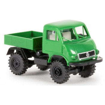 Unimog 402 mit Pritsche, resedagrün/schwarz